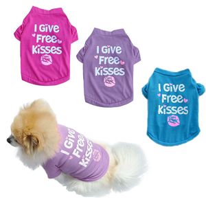 Ropa para perros Cachorro Camiseta de verano Doy besos gratis Chaleco de algodón estampado Perros pequeños Gato Chihuahua Traje