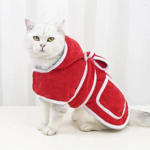 Vêtements pour chiens Rouge Pet Absorbant Peignoir Microfibre Chat Vêtements Bain Fournitures À Séchage Rapide En Gros