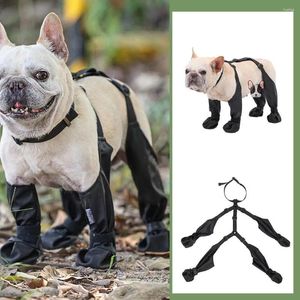 Vêtements pour chiens S/M/L chaussures imperméables avec autocollants réglables bottes à semelle antidérapante en caoutchouc bottes de protection pour animaux de compagnie pour petites et moyennes tailles