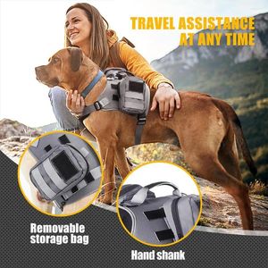 Bolsa de ropa de perro Bolsa de mochila ajustable Saddlebag de silla de montar con bolsillos laterales de seguridad para caminar para acampar