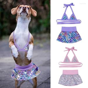 Vêtements de chien Sexy Soutien-gorge Jupe pour petits chiens Sangle réglable Bikini Set Sirène Designer Robe de plage Vêtements d'été