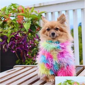 Ropa para perros Zapatos Ropa Invierno Arco iris Piel Pequeños Accesorios de moda Teddy Chihuahua Outfit York Lujo Drop Entrega Home Garden DHDCO