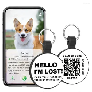 Vêtements pour chiens Étiquettes d'identification pour animaux de compagnie à code QR en silicone silencieux - Scan de profil en ligne Recevez un e-mail d'alerte de localisation instantanée pour le collier