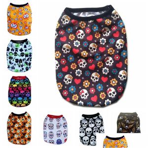 Vêtements pour chiens Doggy Doggy Clothes Pumpkin Ghosts Ghosts Bats Skeleton Shirt for Small Dogs and Cats Clots Imprimé Pet Clothing Halloween PETS DHSQE