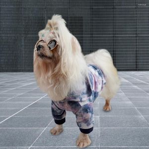 Vêtements pour chiens Sweat à capuche élégant Accessoires pour animaux de compagnie Ultra doux Polyester Automne Hiver Tie-dye Teddy Poméranie Veste Vêtements Garder au chaud