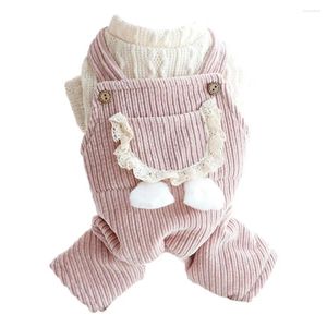 Vêtements pour chiens élégant costume pour animaux de compagnie barboteuse à quatre pattes confortable coton petit chat dentelle poche veste globale combinaison garder au chaud