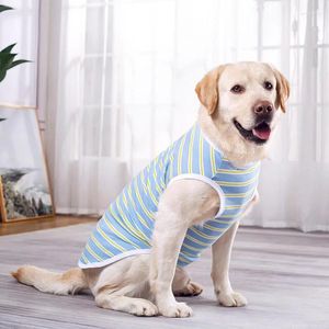 Vêtements pour chiens Été Grands Chiens Vêtements Coton Gratuit Gros Vêtements Golden Retriever Labrador Samoyed Casual Wear Stripe Pet Vest Veste