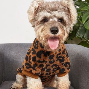 Vêtements pour chiens Pull Chat Vêtements pour animaux de compagnie Pull Marron Léopard Imprimé Peluche Convient aux chiots Chihuahua Petit An