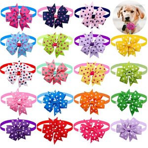 Appareils pour chiens en gros 60pcs Pipy Puppy Cat ruban Bow Tiesbowtie Polka Polka Polka Cold-not Collier accessoires