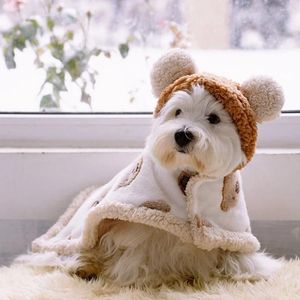 Ropa para perros Capa de invierno Camisón Oso de dibujos animados Cachorro Cálido Cabo Manta Suministros para mascotas para perros pequeños medianos grandes