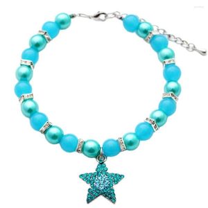 Vêtements pour chiens XKSRWE perles collier pour animaux de compagnie chat collier strass étoiles pendentif à breloque chiot bijoux