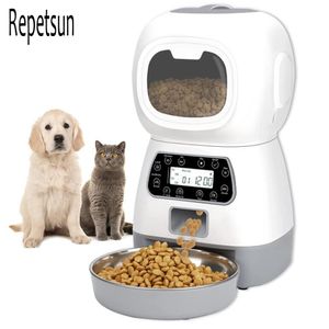 Dog Bowls Feeders 3.5L Automatic Pet Feeder Smart Food Dispenser For Cats Dogs Timer Stainless Steel Bowl Auto Dog Cat Pet Feeding Pet Supplies 230625