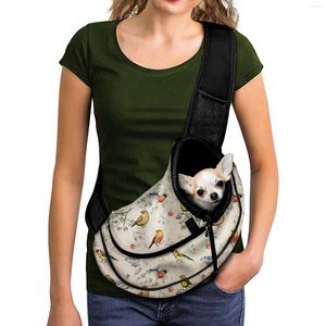 Fundas de asiento de coche para perros Patrón de pájaros lindos Mascotas Perros Gatos Portador Bolsa de hombro Viajes al aire libre Malla portátil Mascotas Crossbody Sling Bolsas Accesorios