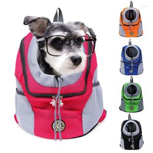 Dog Car Seat Covers Double Shoulder Portable Travel Backpack Outdoor Pet Carrier Bag Front Mesh