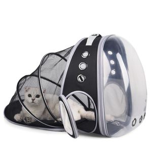 Cubiertas de asiento de coche para perros Bolsa de viaje espacial expandible transpirable de alta calidad Portador de mascotas transparente portátil Mochila para gatos para
