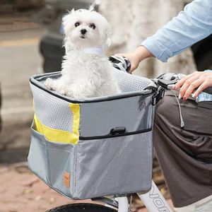 Bicicleta portadora para perros, carrito para mascotas, cesta plegable, bicicleta de montaña portátil eléctrica