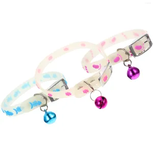 Collares para perros 3 piezas Collar fluorescente para mascotas Noche luminosa Cachorro Campana Gel de sílice antipérdida