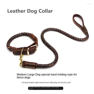 Collares para perros Collar de cuero grueso y atrevido Doberman Labrador Rottweiler Correa grande y duradera Accesorios para cables