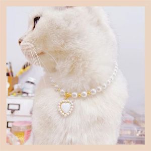 Colliers de chien et de chat à la mode, collier de perles, bijoux pour animaux de compagnie, produits en diamant d'amour, accessoires cadeaux d'anniversaire