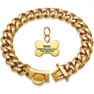 Dog Collars Gold Chain Collar Walking Metal With Design Secure Buckle 18K Cuban Link Strong Heavy Duty Chew Proof For Large Dogs