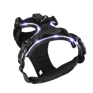 Collares para perros Correas Negro Resistente Acolchado suave Control de comodidad Arnés de collar LED ajustable Correa de pecho para mascotas USB recargable