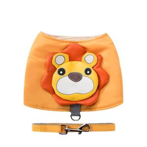 Colliers et laisses pour chiens, harnais pour animaux de compagnie, Lion de dessin animé, Orange, chat mignon, gilet avec corde, ensemble pour petit chiot, Chihuahua, fournisseur