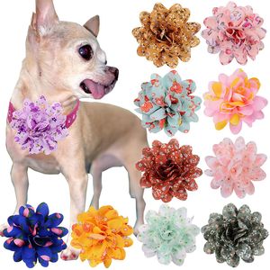 Collari per cani Guinzagli Cute Pet Dog Archi Charms collare per cani con forma di fiore in chiffon Colori multipli Accessori per decorazioni per animali domestici 230422