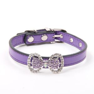 Collares para perros Correas Collar para perros y gatos con diseño de lazo brillante Collar para cachorro mascota accesorio Tamaño XS a SDog