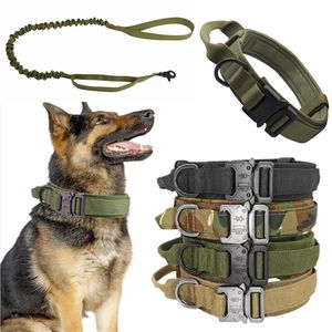 Collares para perros Correas Durable Tactical Dog Collar Leash Set Ajustable Military Pet Collar Perro Medium Large Dog German Shepherd Training Accessories 221125