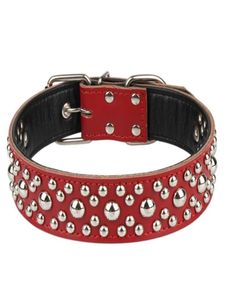 Colliers de chien laisse les laisses en cuir véritable en cuir clouté en cuir avec rivets ronds réglables pour les grandes race pour chiens de fournitures pour animaux de compagnie8519558