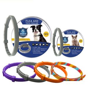 Collares para perros Correas Pet Dog Cat Collar contra pulgas y garrapatas para una protección efectiva 8 meses Desparasitación Anti-Mosquitos Repelente para cachorros Dhj2N