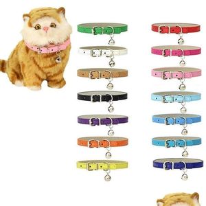 Halsbanden Riemen Pu Leer Trekkabel Halsband Voor Huisdieren Huisdieren Benodigdheden Diy Japanse Bel Kat Bells Groothandel Honden Accessoires Drop Dhgkx