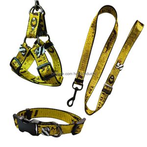 Collares para perros Correas Paso en el arnés Diseñador Perros Juego de correas Entrenamiento Caminar de su cachorro Arneses Cool Letter Pattern Nylon Pet Dhest