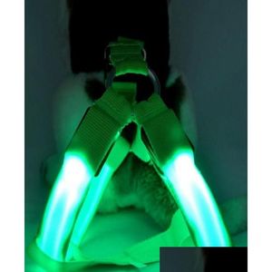 Colliers de chien Laisses USB LED Harnais Collier de chat pour animaux de compagnie Gilet de sécurité Chiens éclairés Fluorescent lumineux1776009 Livraison directe Maison Jardin S Dhyzt