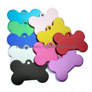 Collares de perro Correas Venta al por mayor 100 piezas Etiquetas de identificación de hueso personalizadas Gato Cachorro Nombre Teléfono Mascota Etiqueta Collar Accesorios 1020 Dro Otlws