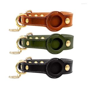 Colliers de luxe en cuir véritable pour chien, Airtags, réglable, pour chiot, moyen, Anti-perte, avec support Airtag