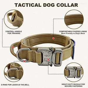 Colliers pour chiens collier tactique militaire avec poignée de contrôle réglable en Nylon pour chiens de taille moyenne berger allemand entraînement à la marche
