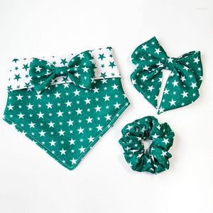 Collares de perro personalizados para mascotas triángulo Bandana Scraf y propietario Scrunchie conjunto a juego diseño de estrella Collar personalizado