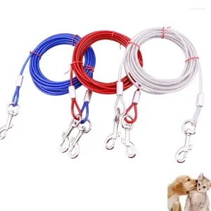 Les colliers de chien attachent la corde galvanisée par laisse de fil d'acier du câble 5m avec le revêtement de PVC pour l'extérieur