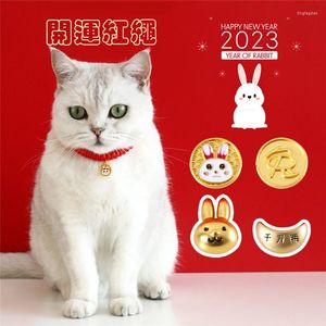 Collares para perros Año Gato Collar Cuerda roja Trenzado Ajustable Tradicional Colgante de la suerte Tejido Gatito Mascotas Cachorros Perros