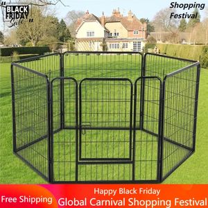Clôtures électroniques pour chiens Cages noires pour animaux de compagnie | f | Panier de chenil robuste à 6 panneaux pour maisons et clôtures, pour chiens, habitats, maison, 231124
