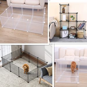 Clôtures pour chiens Parc pour animaux de compagnie DIY Animal Cat Crate Cave Multi-fonctionnel Dormir Jouer Chenil Lapins Cochon d'Inde Cage LJ201201