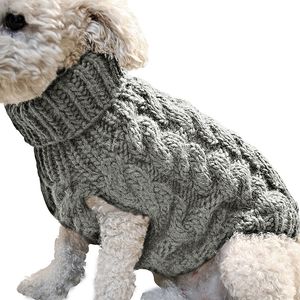 Pulls tricotés pour chien – Col roulé – Pull classique en tricot torsadé pour chien, tenues chaudes pour chiens et chats en automne et en hiver