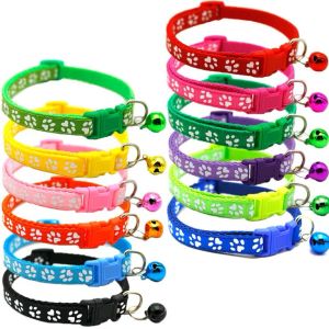 Collar para perro, cachorro y gato, collares ajustables para gatos con campana ostentosa, dijes de pata, suministros de decoración para mascotas, 12 estilos LXL473-A