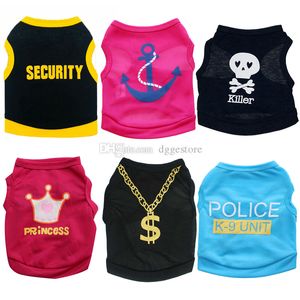 Chemises pour chiens Vêtements pour chiens Vêtements imprimés avec des lettres drôles T-shirts d'été pour animaux de compagnie Cool Puppy Gilets Tenue pour chats Sweat-shirt doux pour petits chiens 17 Couleur Vente en gros A281