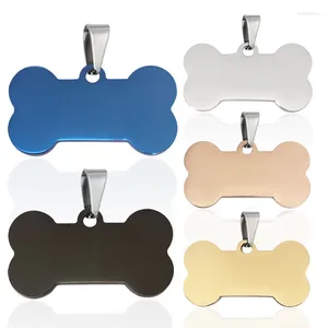 Étiquette de chien en acier inoxydable, 20 pièces, identification de chat, collier en os personnalisé, breloque pour animal de compagnie, pendentif avec nom, plaque pour chiot