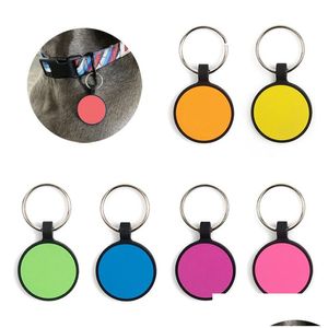 Dog Tag Id Card Food Grade Sile Pet Tag Porte-clés Diy Round Cat And Tags Id Keyring Drop Delivery Home Garden Supplies Dhzwe
