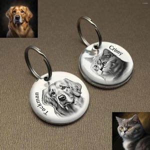 Étiquette de chien personnalisée, identification d'animal de compagnie avec Po en acier inoxydable pour chiens et chats, porte-clés commémoratif