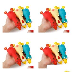 Jouets pour chiens à mâcher Jouets pour chiens à mâcher Latex naturel Pet Crier Poulet Canard Jouet Squeaker Amusant Son Caoutchouc Formation Jouer Chiot À Mâcher Dhbsp