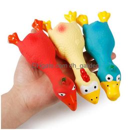 Juguetes para perros Mastica Látex natural Mascota Gritando Pollo Pato Juguete Squeaker Sonido divertido Entrenamiento de goma Jugar Cachorro Masticar Diente Dhgarden Dhcwk